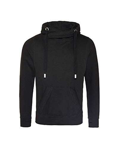 Men's 80/20 Heavyweight Cross Over Neck Hooded Sweatshirt XL JET BLACK