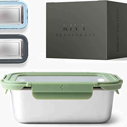 KIVY Edelstahl Brotdose mit Sichtfenster [1200ml] - Auslaufsichere und robuste Butterbrotdose - Brotdose Edelstahl - Lunchbox Erwachsene - Jausenbox Kinder - Lunchbox Edelstahl - Brotdose Erwachsene Cover