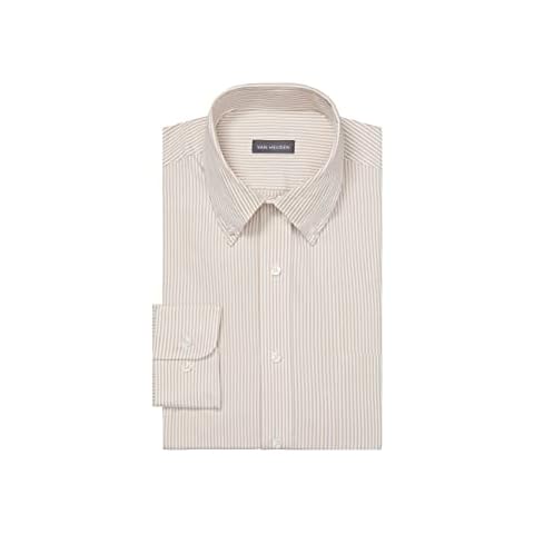 Van Heusen mens Regular Fit Pinpoint Stripe Dress Shirt, Birch, 17.5 Neck 34 -35 Sleeve X-Large US Cover