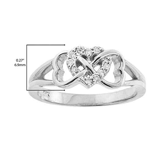 .925 Sterling Silver Cubic Zirconia Triple Heart Infinity Celtic Knot Band Engagement Ring3