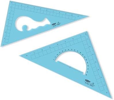 Yosogo Pack of 2 Large Transparent Triangle Ruler Set Square: 12 Inch- 30/60 Degree & 9 inch 45/90 Degree | Essential for School and Work use (INCH Scale)