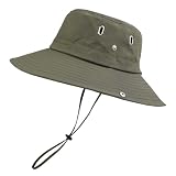 XIAOHAWANG Sombrero de verano para hombre y mujer, plegable, para verano, boonie, con ala ancha, protección UV, para pescador, jardín, hombre, para senderismo, pesca, Verde militar, Talla única