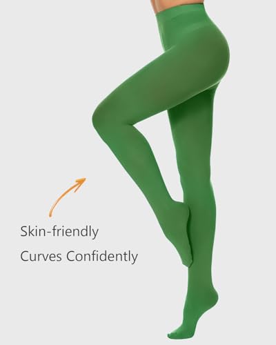 Image of DUCMODA Womens 80 Denier Opaque Tights, Women's Soft Solid Color Footed Pantyhose, High Waist Stocking with 30+ Colors
