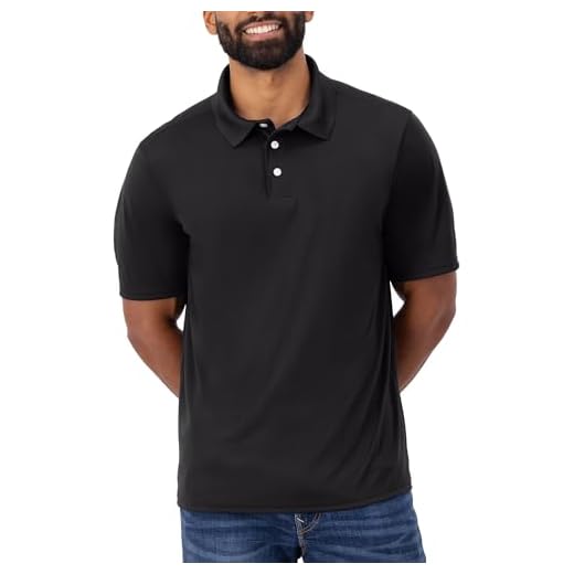Hanes mens Hanes Men's Cooldri Short Sleeve Performance polo shirts, Black, Large US