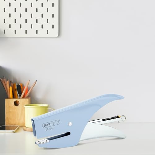 Image of Rapesco 1376 SP-64 Stapling Plier and 1000 Type 21 /4mm Staples, 12 Sheet Capacity, Powder Blue