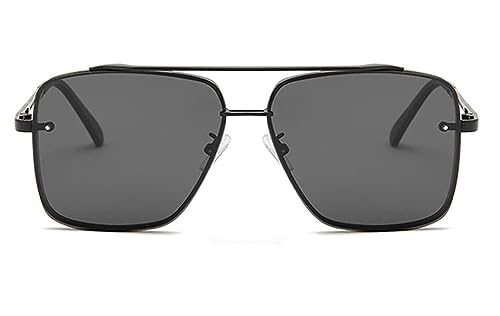 Image of Square Oversized Sunglasses for Men & Women | UV400 Protected Fashion Retro Metal Frame Sunglasses | Vintage Gradient Lens Stylish Eyewear for Driving, Travel & Outdoor