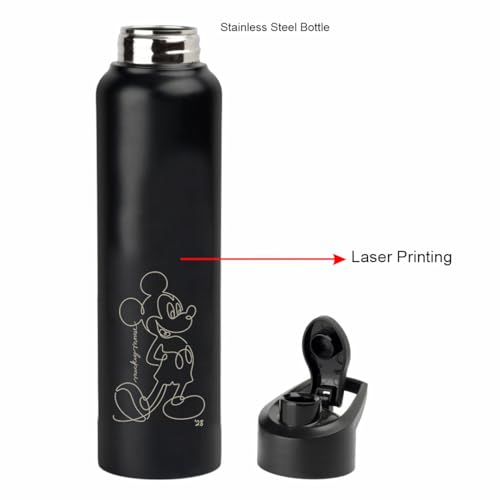 Image of SKI Sprint Stainless Steel Sipper Water Bottle with Laser Print, for School, Office, Gym, Home, Travel | AdultS &Teens | 950 ML, Leakproof, Rust free | Character Merchandise MICKEY
