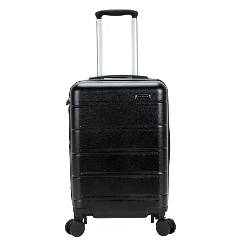 Valise rigide Rockland Tahoe noire à roulettes pivotantes et soufflet extensible