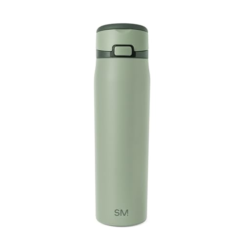 Image of Simple Modern Water Bottle with Straw & Handle | 24oz | Green | Mesa Loop Insulated Water Bottle for School, Sports, Travel | Leak Proof, Stainless Steel | Eucalyptus Mix