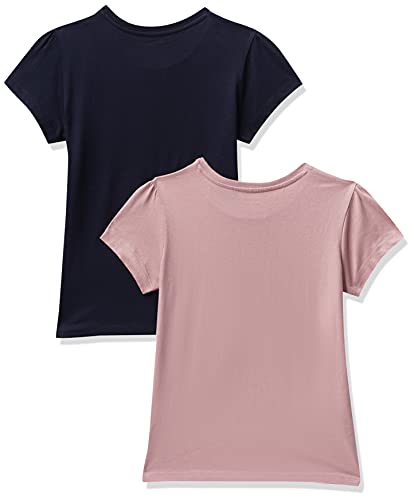 Image of Amazon Brand - Symbol Girl's Cotton Regular Fit T-Shirt (PAG 504 Navy & Pink 6-7 Years)