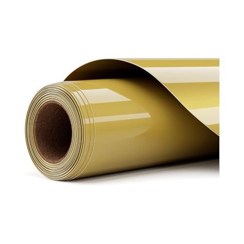 Permanent Hot Glue Vinyl – Gold Foil for Cricut Maker 3, Joy, Iron-On Sewing, Decoration – Roll 0.305 x 1.80 cm, One Size, Adhesive for Furniture and Textile (Gold, 30.5 x 366 cm)