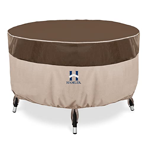 HAMLER Round Table Chairs Set Covers, impermeável, resistente à prova de água, anti-Fading Cover para pátios pequenos, conjunto de cadeiras de mesa, Heavy Duty Brown durável ao ar livre (62" Dia x