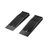 Wiltec Auffahrrampe 2er Set mit 5 t Traglast, robuste Autorampen aus PP, Unterlegkeile 70 x 20 x 7,8 cm, Flache Auffahrkeile für Pkw, Camper, Tiefe Fahrzeuge, ideal für Wartungsarbeiten