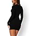 Coloquin Women Sexy Long Sleeve Bodycon Mini Dress Deep V Neck Ruched Club Party Going Out Dress Black S