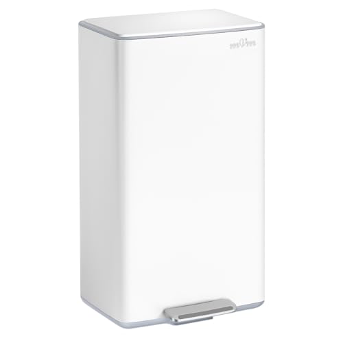 Caneca de basura mVm 40 L en acero inoxidable blanca