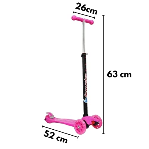 Patinete Infantil de 3 Rodas Com Altura Regulável e Freio Capacidade até 60kgs Rosa Importway - BW01