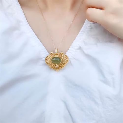 Collier chinois rétro en jaspe de Hetian et pendentif argent 45cm - 3