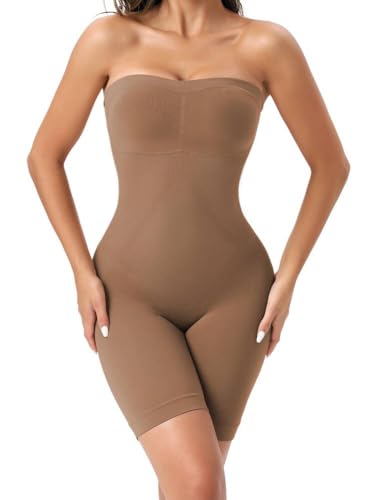 La mejor selección de Lencería moldeadora para Mujer del mes. 43 Body moldeador sin tirantes con brasier integrado, moldeador de cuerpo completo para mujer, fajas colombianas sin costuras
