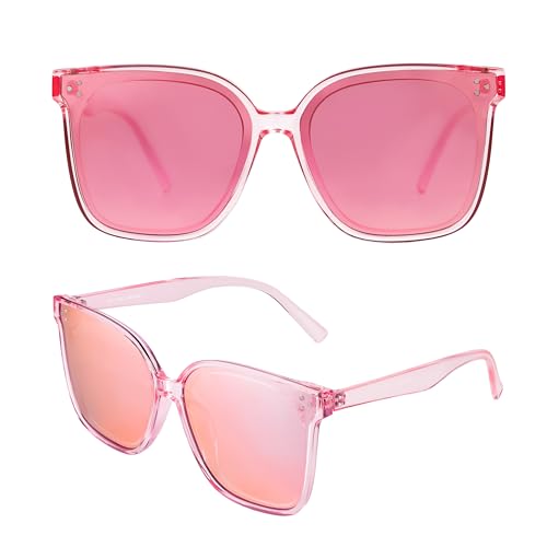 Image of Trendy TAC Polarized Square Sunglasses for Women Men, Oversized Lightweight TR90 Frame UV400 Protection