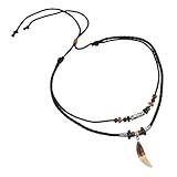 FRCOLOR Collar Surfista con Cuentas para Hombre y Mujer Collar Tribal con Colgante Diente de Joyería de Playa Única y Moderna