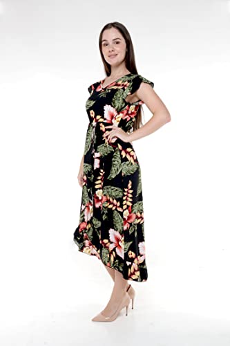 Image of Family Matching Hawaiian Clothes, Black Rafelsia | Lightweight 100% rayon • Family matching outfits • Beach vacations • Luaus • Cruises • Family photos