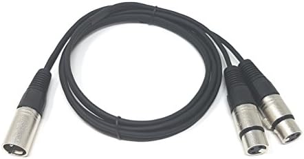 MainCore 1.5m long 3 Pin XLR Male Plug to Twin 2 x XLR 3 Pin Socket Female Splitter Extender Cable Lead Cord