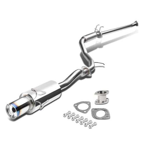 BEZT Stainless Steel Cat Back Exhaust System with 4" OD Round Burnt Muffler Tip Compatible with 2006-2011 Honda Civic 2-Door / 4-Door EX/LX/DX Coupe & Sedan