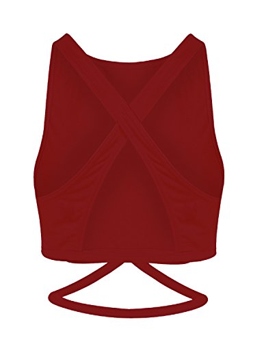 ASMAX HaoDuoYi Womens Jersey Training Sports Crop Top Backless Tank T Shirt (S, Burgundy) - Thumbnail 5