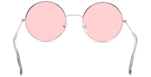 ALWAYSUV Round Small Flat Sunglasses Circle Metal Vintage 70's Hippie Glasses3