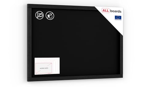 ALLboards Lavagna Nera da Gesso con Cornice in Legno Nera 60x40cm, Scrivibile con Gessetti e Pennarelli a Gesso, lavagne cancellabili per ristorante, lavagna da parete, lavagna menu