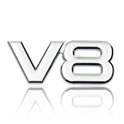 Ensemble Autocollant Chrome pour Voiture, Emblème V8 chromé, Lettres de l'alphabet et Chiffres Symbole, Professionnel pour Capot/Coque, Résistant aux Lavages Haute Pression, Badge V8 Haute Performance