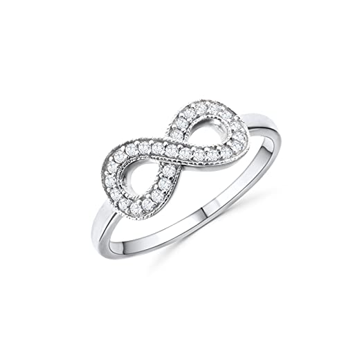 Bague infinie argent 925 et zircones pour femme bijou chic