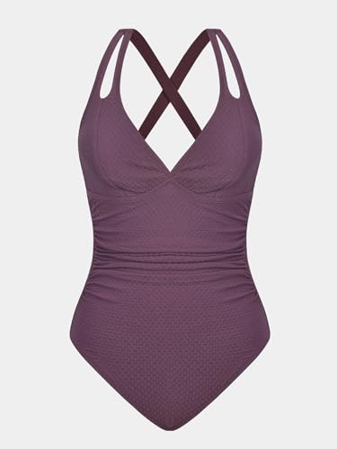 Image of CUPSHE Women's One Piece Swimsuit Tummy Control Deep V Neck Double Straps Crisscross Back Tie Bathing Suit