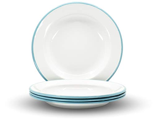 Red Co. Set of 4 Enamelware Metal Classic 8' Round...