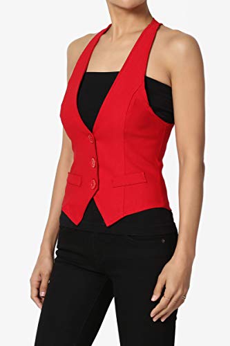 TheMogan Junior's Dressy Casual Racerback Slim Suit Vest Waistcoat Red 3XL3