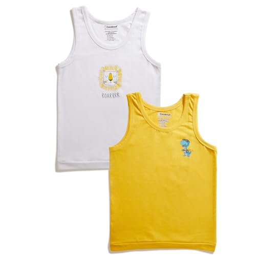Cotton Cute Print Boy's Vest, Regular Fit Multicolour, Breathable & Super Soft Fabric, (Pack of 2)