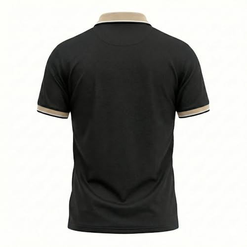 Image of Regular Fit Solid Half Sleeve Casual Tipping Collar Polo T-Shirt for Men