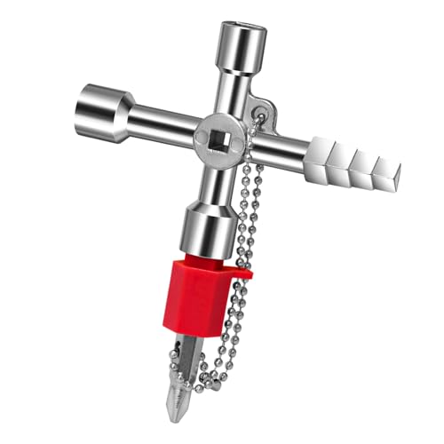 QIYILE Llave de Utilidad Multifuncional, 4 en 1 Llave Cruzada Llave de Utilidad Universal para Abrir Eléctrico Medidor de Gas y Agua Gabinete y Alacena