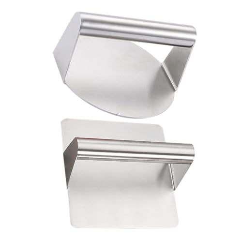 KOCKSHION 2pcs Stainless Steel Meat Press Griddle Press for Burgers Ergonomic Handle Easy to Clean Design for Grilling Cooking