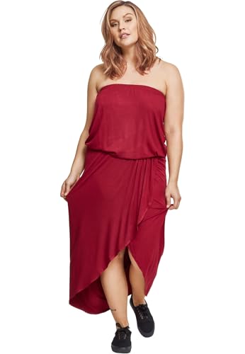 Urban Classics Vestido Ladies Viscose Bandeau Mujer Vestido Corto Burdeos 5XL 95% Viscosa, 5% elastán
