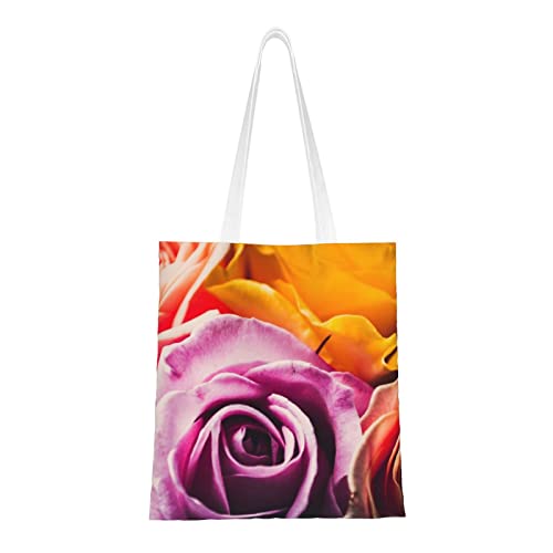 ODMP Mountains Meet The Sea Fashion Canvas Shopping Bag, riutilizzabile grande Tote Bag, adatto per lo shopping e viaggi all'aperto, Ibrido Tea Rose, Taglia unica