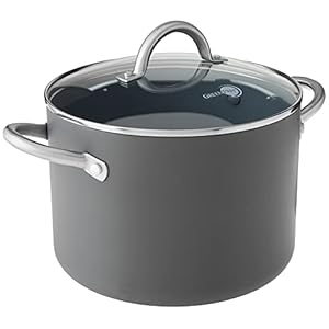 GreenPan Lima Hard Anodized Healthy Ceramic Nonstick 8QT Stock Pot with Lid, PFAS-Free, Oven Safe, Gray