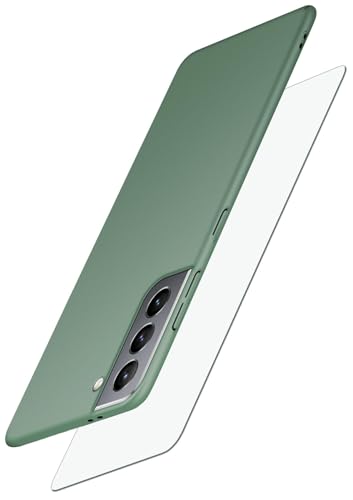 Coque Samsung S21 moex Alpha olive avec film protecteur d'écran rigide ultra fine