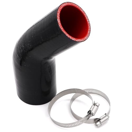 Image of 45 Degree 2 to 2-1 /2 inch(51-63mm) Silicone Reducer Coupler Hose,4-Ply Reinforced,Length 4inch(102mm) with 2PCS Clamps Turbo /Intercooler /Intake Piping Reducer