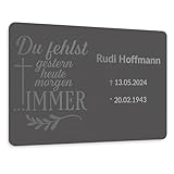 Jung Edelstahl Design selbst personalisierte Gedenktafel aus Edelstahl – Wetterfest & langlebig – Individuelle Gravur – Grabtafel für Mensch oder Tier – Edelstahl, Weiß oder Anthrazit (Anthrazit)