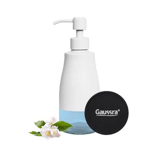 Gaussra White Soap Dispenser with Coaster and Stickers - 11 OZ / 320 ML