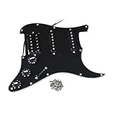 FLEOR Alnico 5 SSH Prewired Pickguard 3Ply Black Loaded Pickguard Humbucker Pickup Set