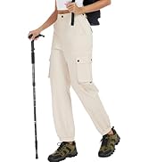 YIPINK Women's Cotton Cargo Pants High Waist Adjustable Outdoor Hiking Pants with Pockets Stretch...