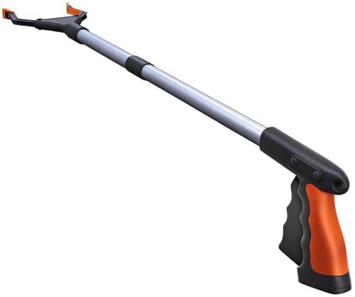 Image of FitPlus 2024 Upgrade PowerGrip T9, Grabber Reacher Tool, Wide Jaw, Foldable, Steel Cable, with 96 Grip Points for Firm Grip, Magnet Orange, 32 Inch (Pack of 1)