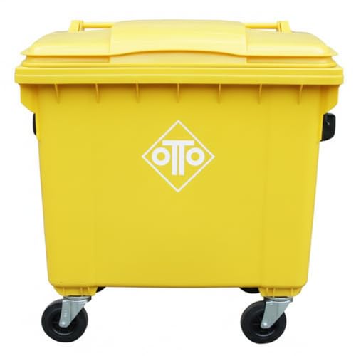 Image of Otto Big Plastic Wheeled Dustbin with Lid 660 Litre Yellow